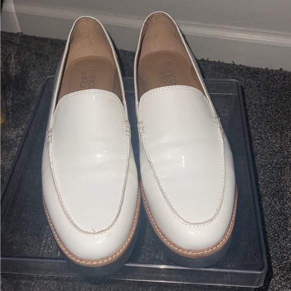 EUC Darling White Patent Leather loafers with black lug soles - Picture 2 of 10